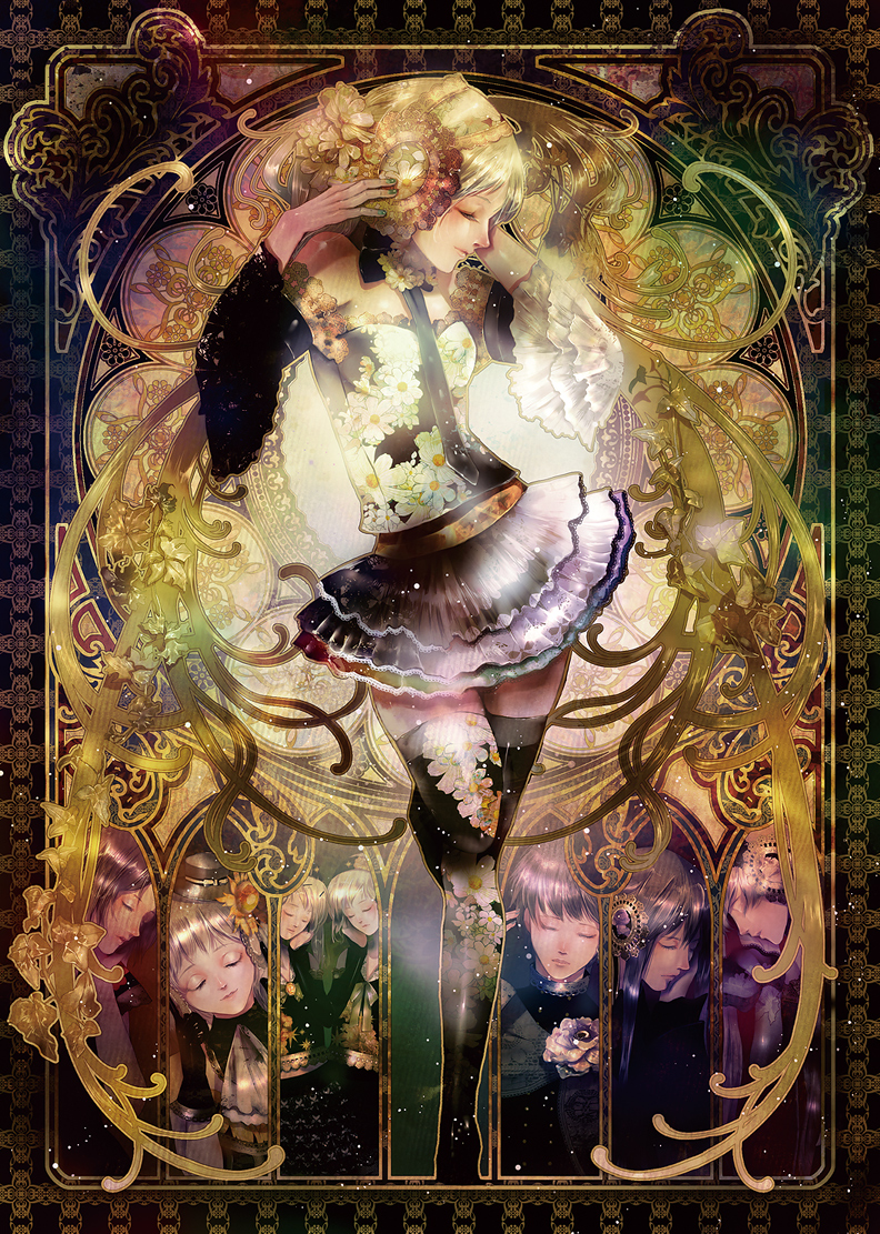 hatsune miku, kagamine rin, kagamine len, megurine luka, kaito, and 3 more (vocaloid and 1 more) drawn by yuu_(arcadia)