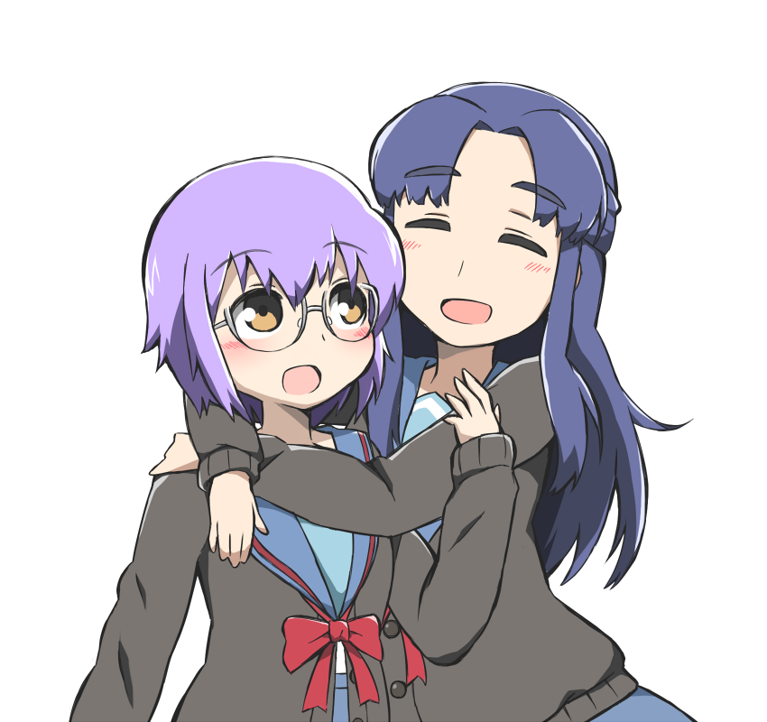 nagato yuki and asakura ryoko (suzumiya haruhi no yuuutsu and 2 more) drawn by sakaroshi