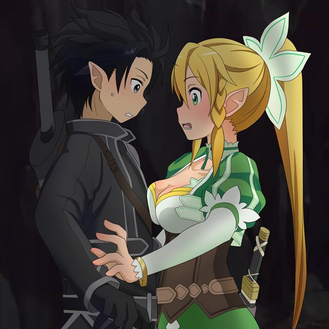 kirito and leafa (sword art online) drawn by sato_non