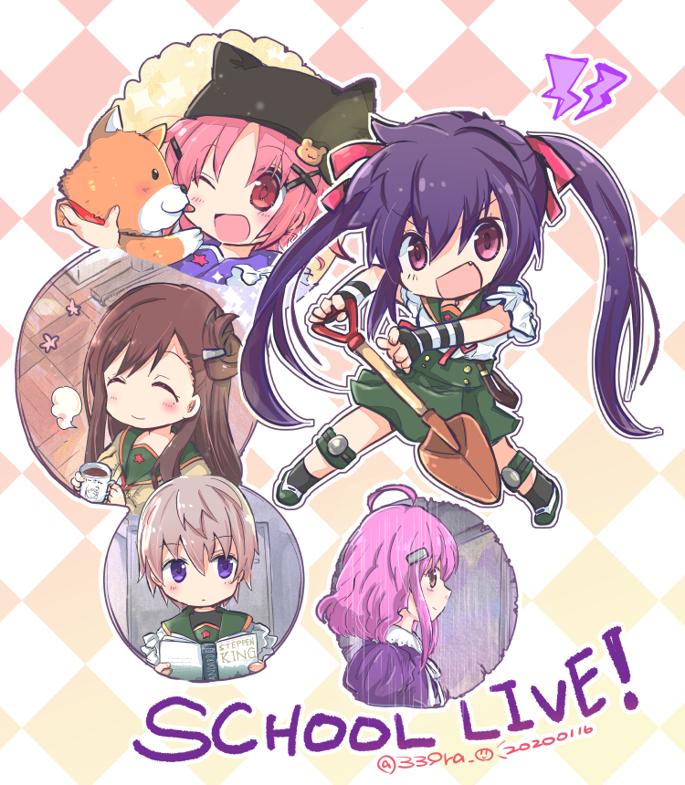 ebisuzawa kurumi, takeya yuki, wakasa yuuri, naoki miki, sakura megumi, and 1 more (gakkou gurashi!) drawn by sasakura_(339ra)