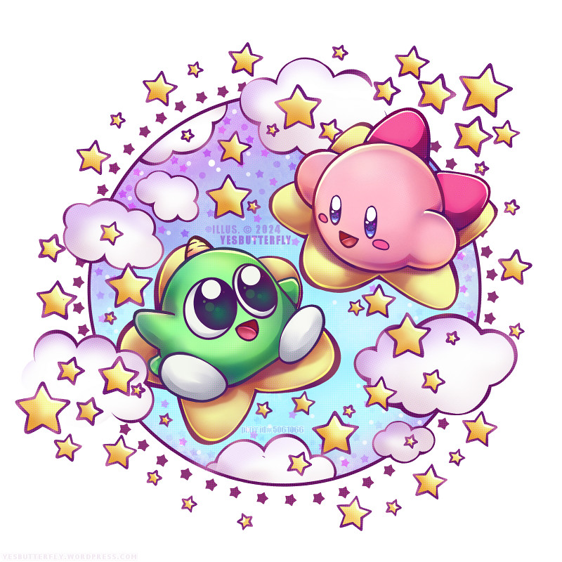 kirby and yumetaro (kirby and 2 more) drawn by yesbutterfly
