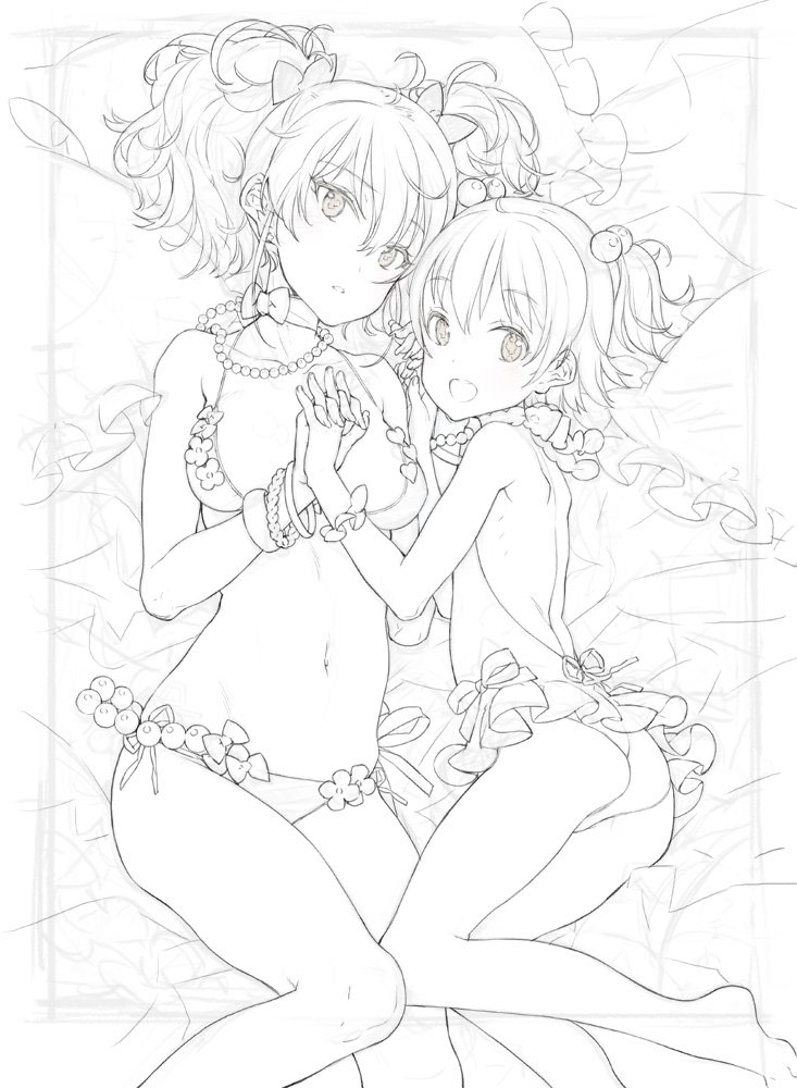 jougasaki mika and akagi miria (idolmaster and 1 more) drawn by oyari_ashito