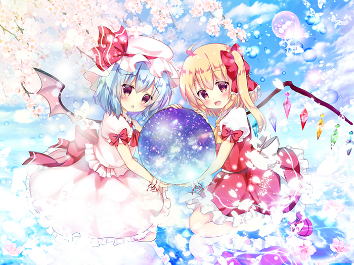 remilia scarlet and flandre scarlet (touhou) drawn by rikatan