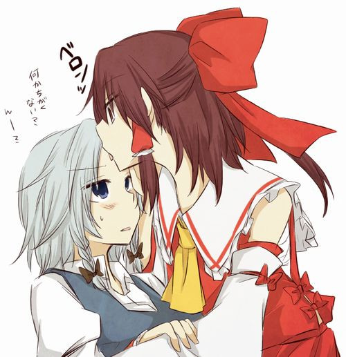 hakurei reimu and izayoi sakuya (touhou) drawn by yuuta_(monochrome)