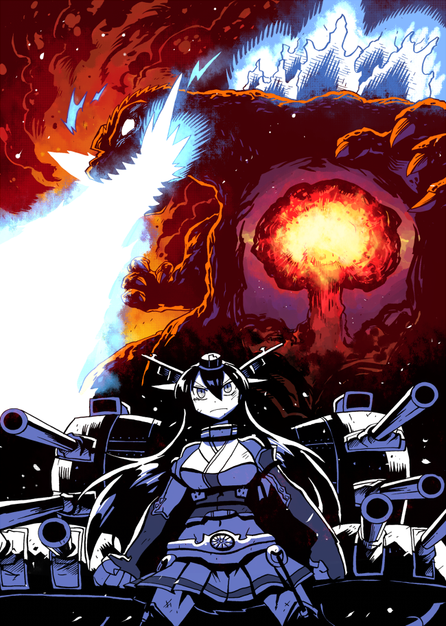 nagato and godzilla (kantai collection and 1 more) drawn by rariatto_(ganguri)