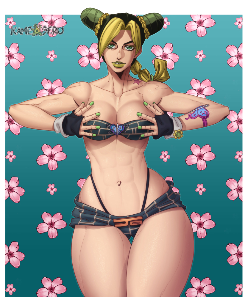 kujo jolyne (jojo no kimyou na bouken and 1 more) drawn by kameseru