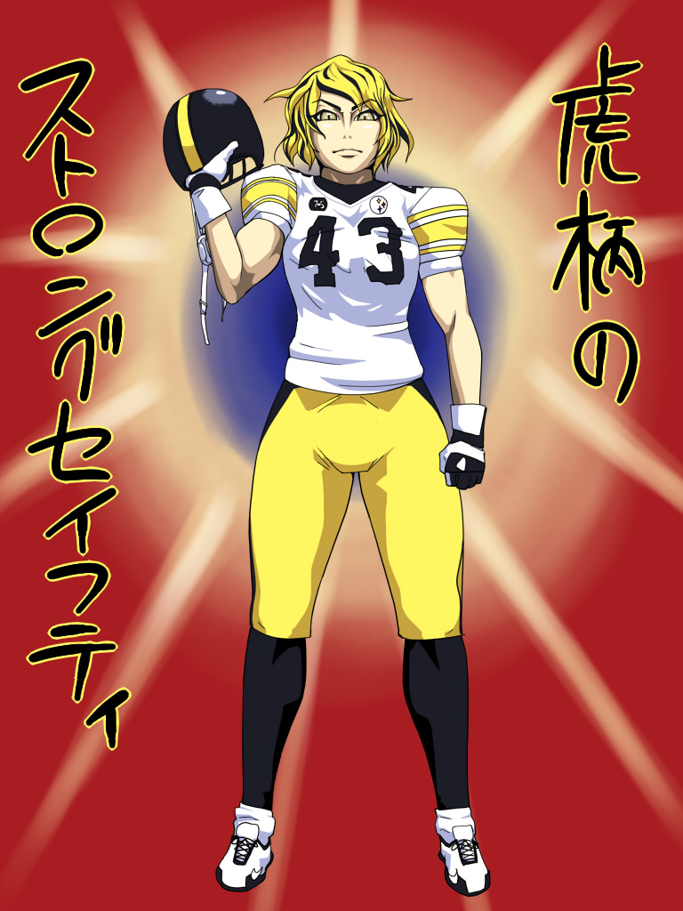 toramaru shou and troy polamalu (touhou and 2 more) drawn by hori_hiraki