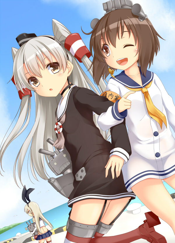 shimakaze, amatsukaze, yukikaze, rensouhou-chan, and rensouhou-kun (kantai collection) drawn by hisae_(hisae_collect)