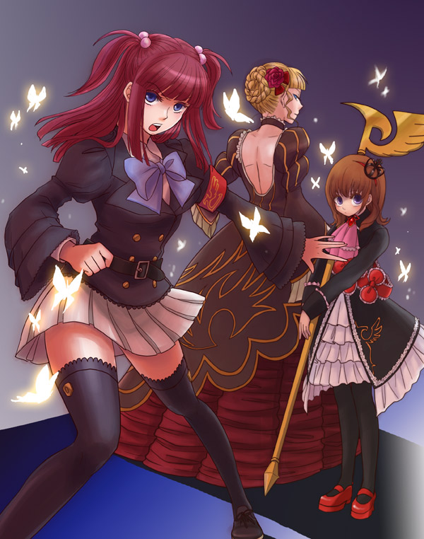 beatrice, ushiromiya ange, ushiromiya maria, and maria (umineko no naku koro ni) drawn by fysr