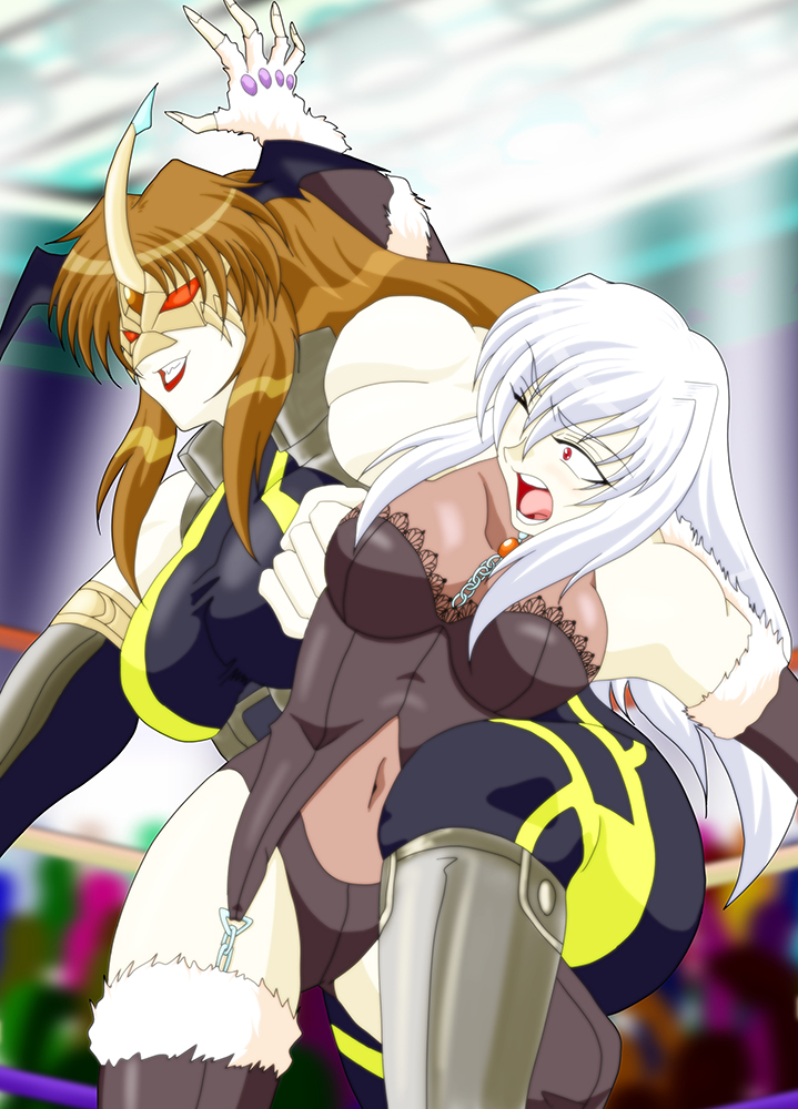 freia kagami and dark star chaos (wrestle angels and 1 more) drawn by aoi_azuma