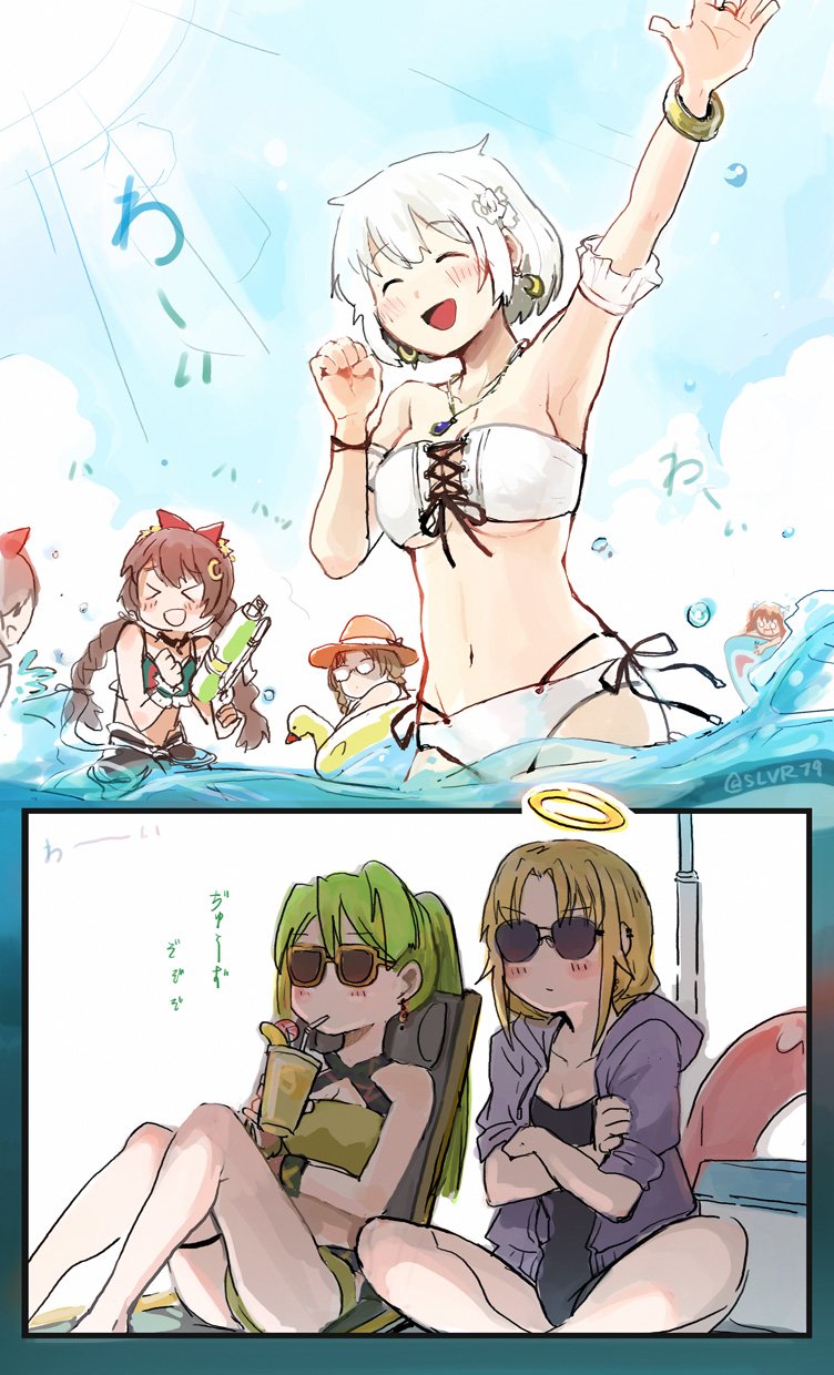 alina gray, satomi touka, azusa mifuyu, hiiragi nemu, amane tsukuyo, and 2 more (mahou shoujo madoka magica and 1 more) drawn by silverxp