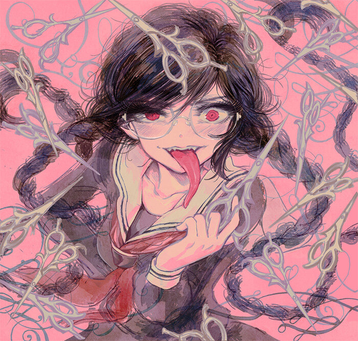 fukawa toko and genocider shou (danganronpa and 1 more) drawn by takatora