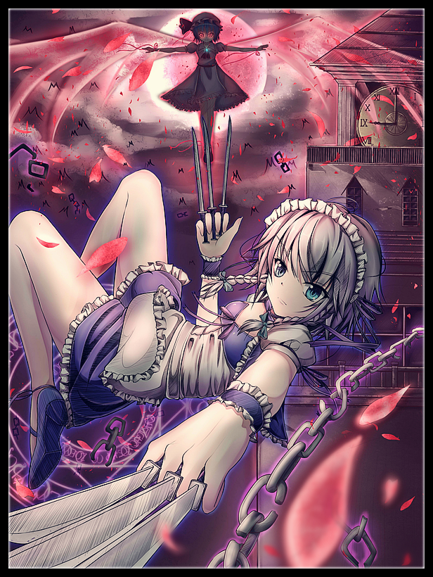 remilia scarlet and izayoi sakuya (touhou) drawn by 7lark