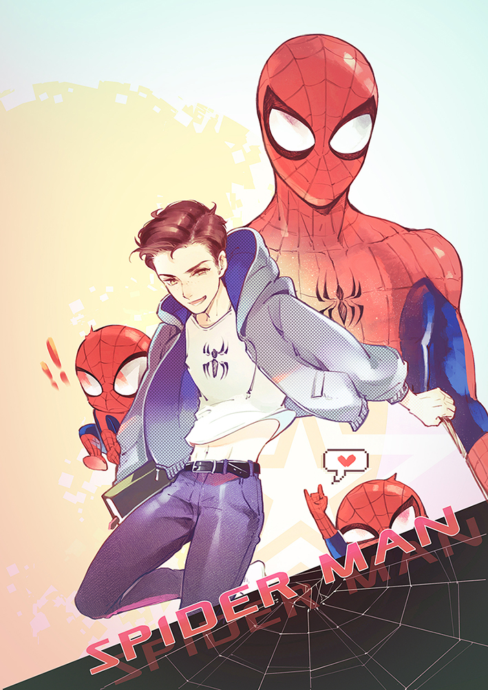 spider-man and peter parker (marvel and 2 more) drawn by sinjuu