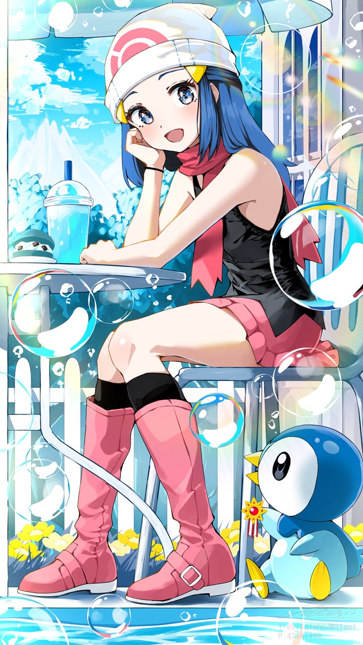 dawn and piplup (pokemon and 1 more) drawn by shirubaa