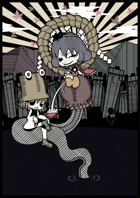 moriya suwako and yasaka kanako (touhou) drawn by genkidaun