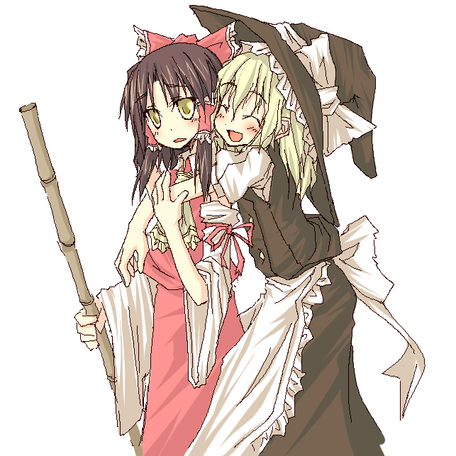 hakurei reimu and kirisame marisa (touhou) drawn by natsuk