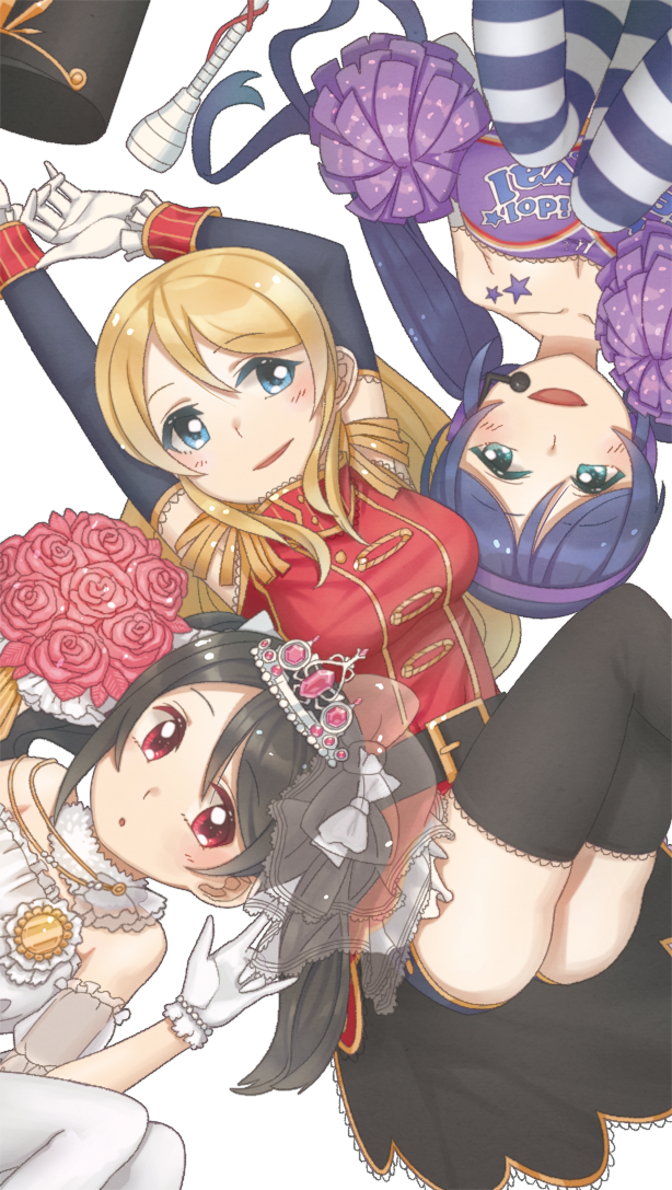 tojo nozomi, yazawa nico, and ayase eli (love live! and 2 more) drawn by peaceyj
