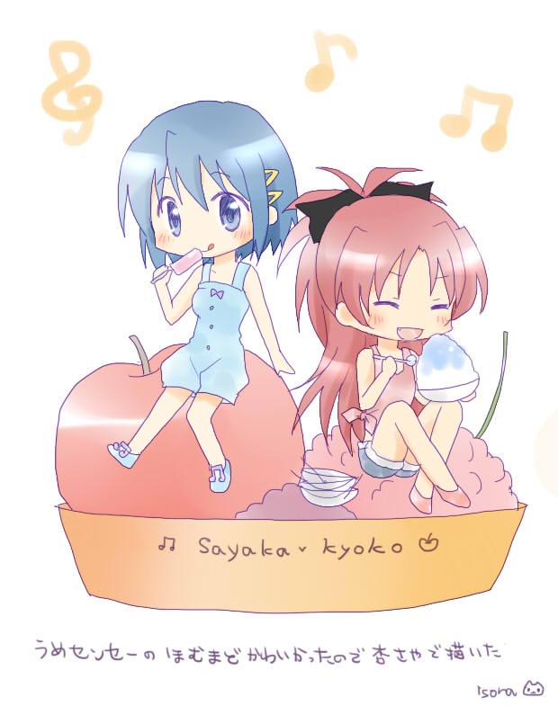 miki sayaka and sakura kyoko (mahou shoujo madoka magica) drawn by isora