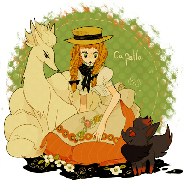 zorua and ninetales (pokemon and 1 more) drawn by l_hakase
