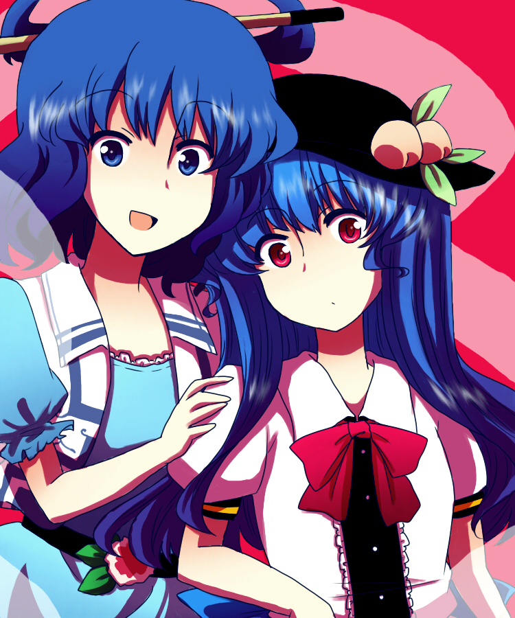 hinanawi tenshi and kaku seiga (touhou) drawn by sayonara_gerongeron