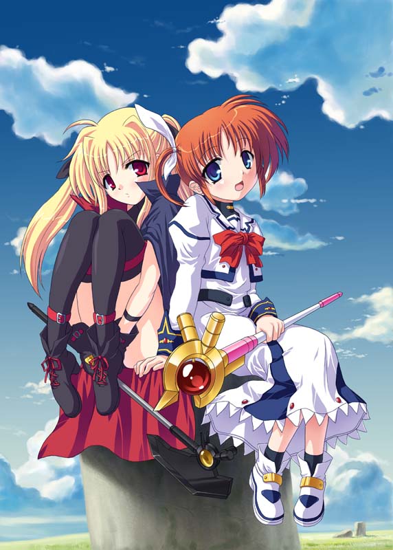 fate testarossa, takamachi nanoha, raising heart, and bardiche (lyrical nanoha and 1 more)