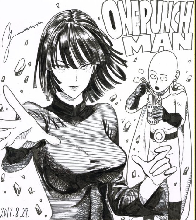 fubuki and saitama (one-punch man) drawn by murata_yuusuke