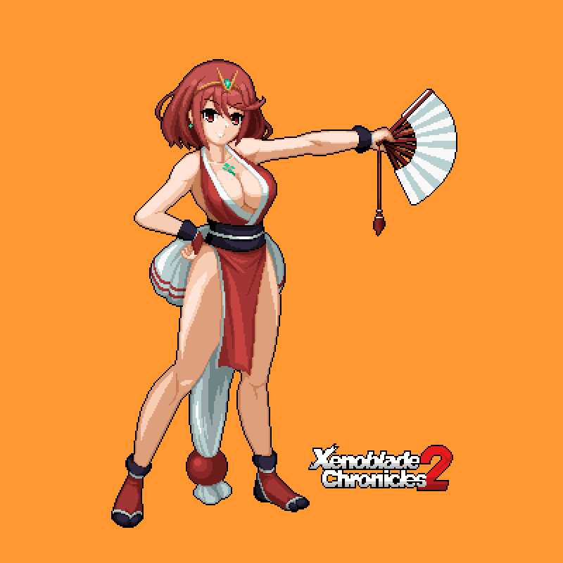 pyra and shiranui mai (xenoblade chronicles and 3 more) drawn by redforge