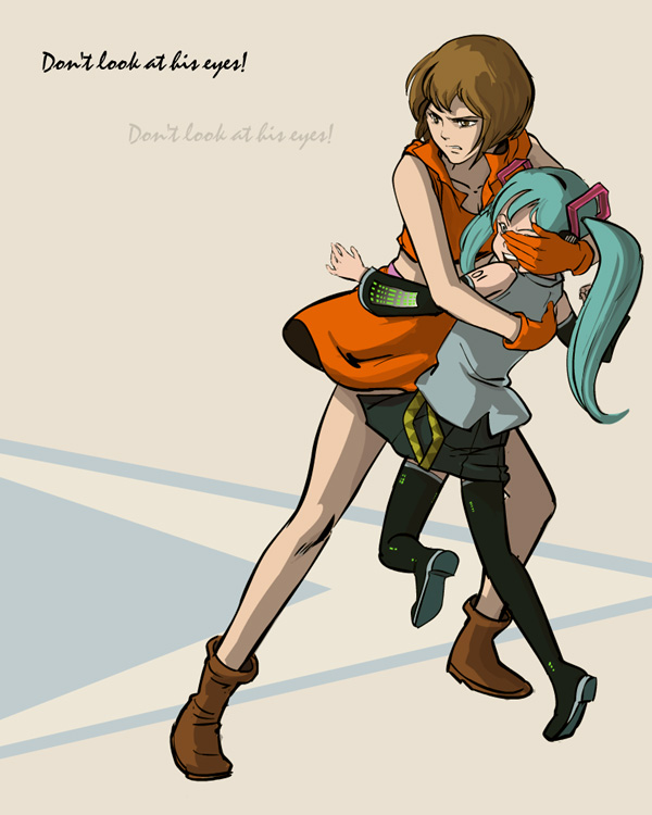 hatsune miku and meiko (vocaloid) drawn by nippori_honsha