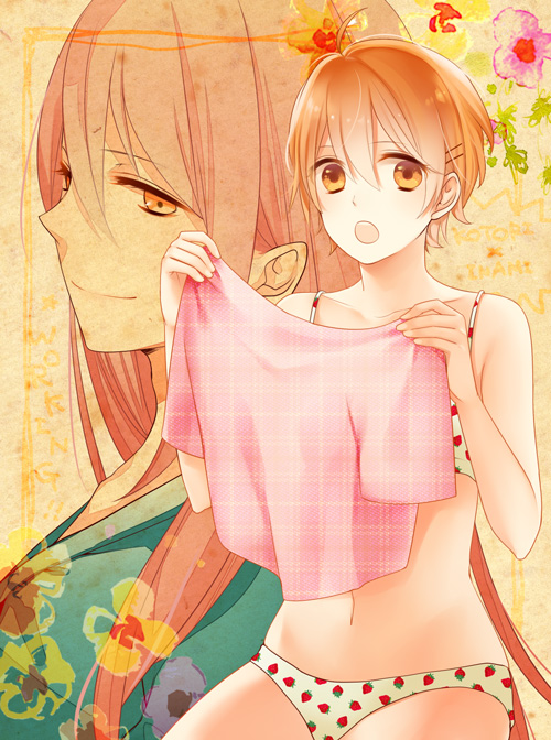 inami mahiru, takanashi souta, and takanashi kotori (working!!) drawn by akinatsu