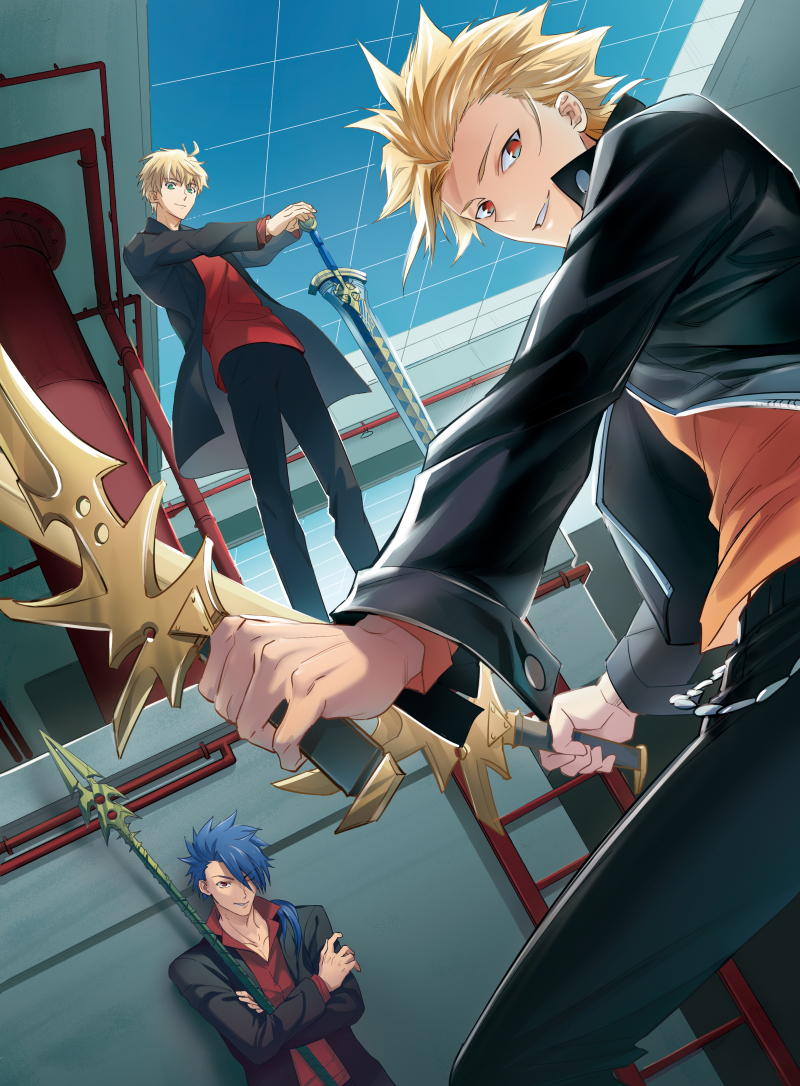 cu chulainn, arthur pendragon, and gilgamesh (fate and 1 more) drawn by gentleman_in_progress