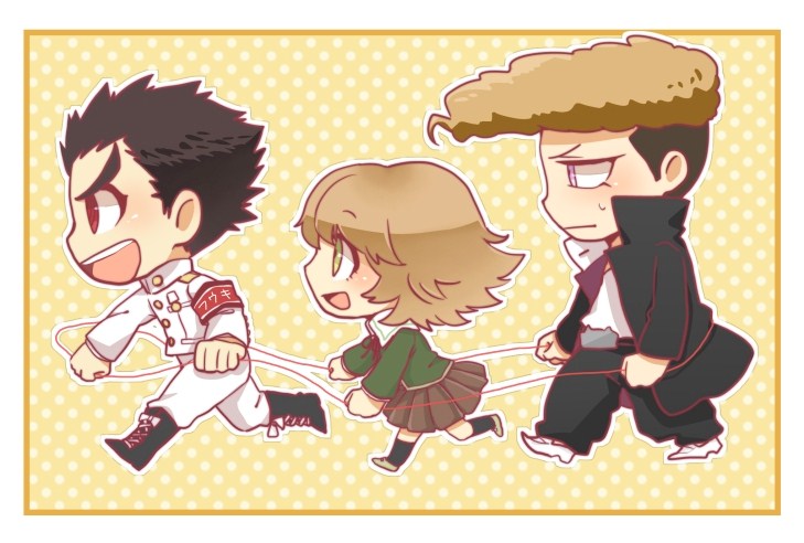 fujisaki chihiro, ishimaru kiyotaka, and owada mondo (danganronpa and 1 more) drawn by monaka_(hinapipipi)