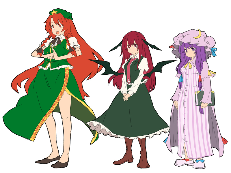 patchouli knowledge, hong meiling, and koakuma (touhou) drawn by matsutani