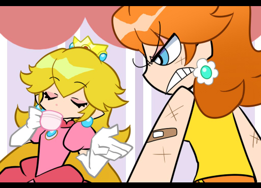 princess peach and princess daisy (mario and 1 more) drawn by fukumitsu_(kirarirorustar)