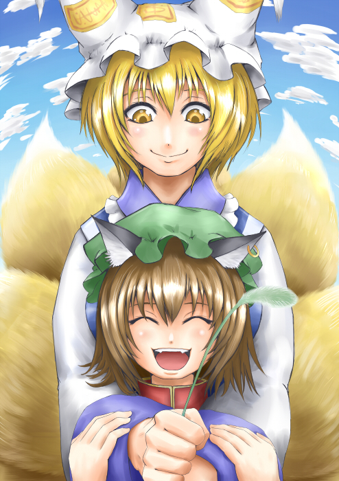 yakumo ran and chen (touhou) drawn by ura_(05131)