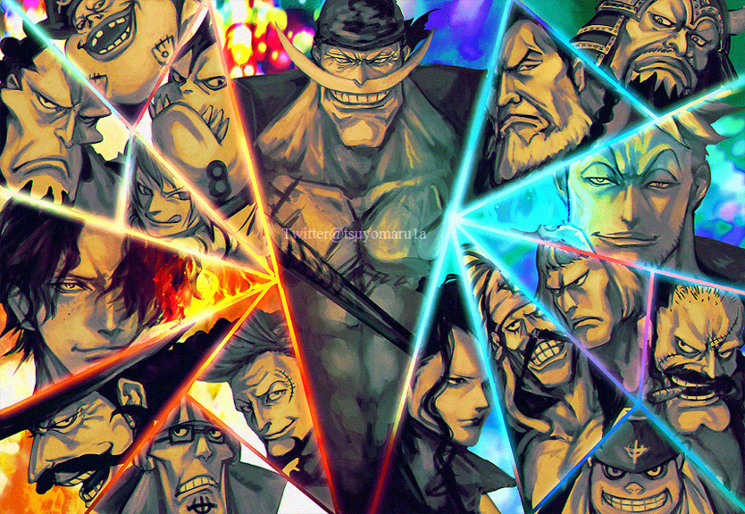 portgas d. ace, marco, edward newgate, izou, thatch, and 12 more (one piece) drawn by tsuyomaru