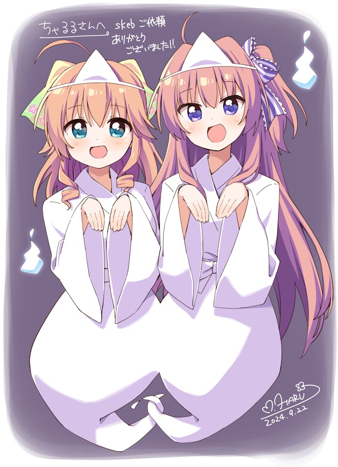 azuse matsuri and nishizono kanna (kimi e okuru sora no hana) drawn by haru_(konomi_150)