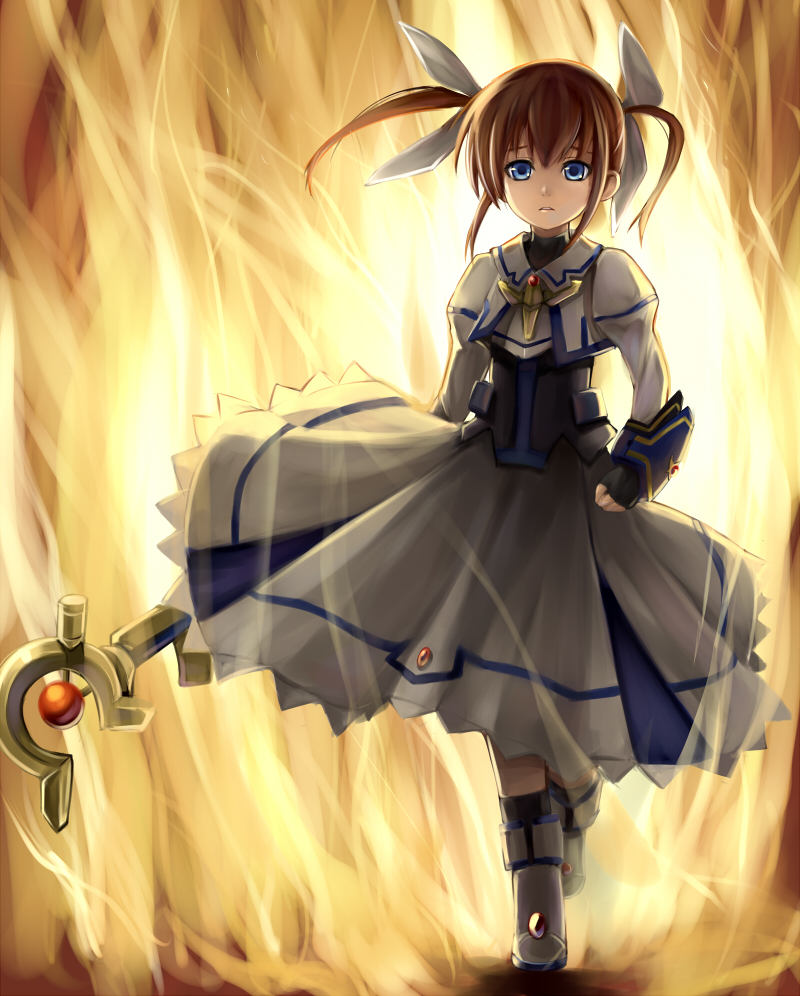 takamachi nanoha and raising heart (lyrical nanoha and 3 more) drawn by km_yama