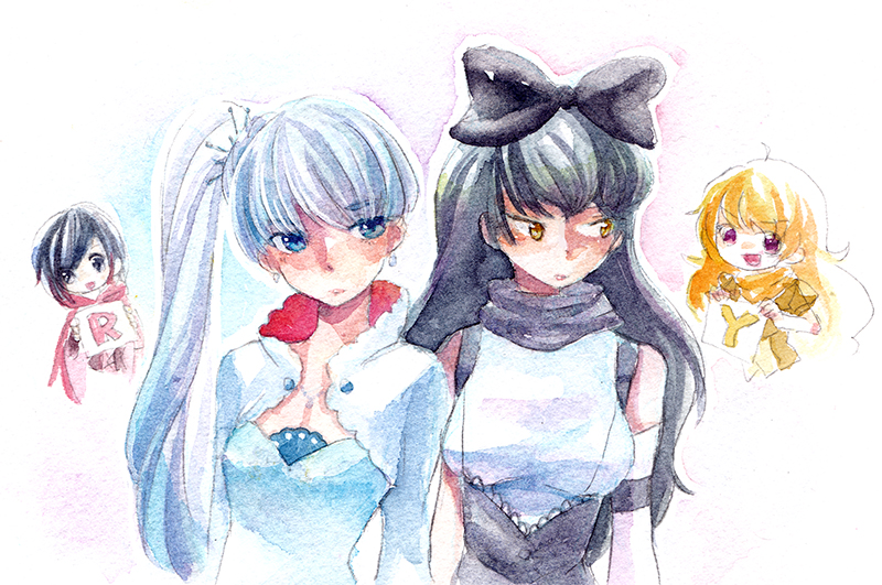 ruby rose, weiss schnee, yang xiao long, and blake belladonna (rwby) drawn by mizoreame