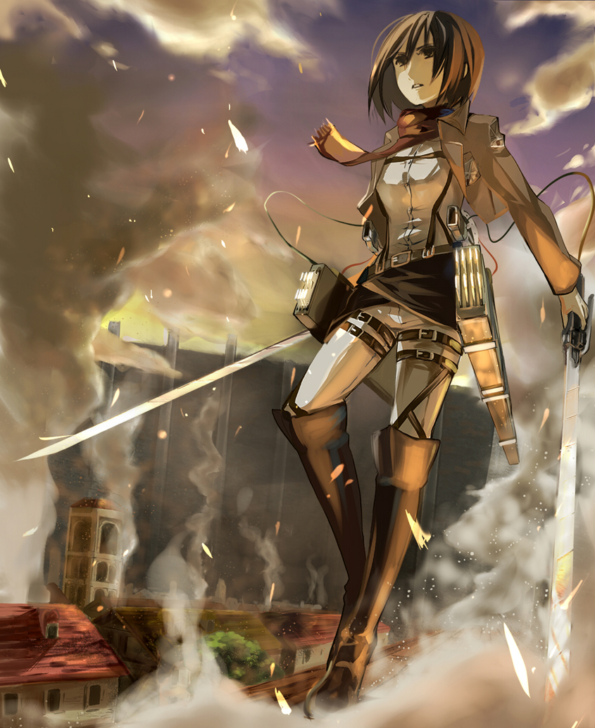 mikasa ackerman (shingeki no kyojin) drawn by wagashi_(okashina)