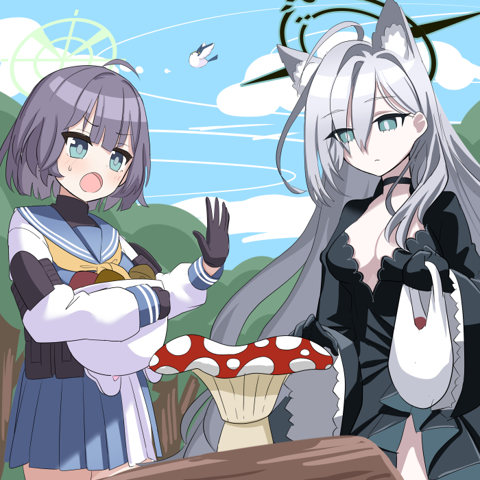 shiroko, shiroko terror, and saki (blue archive) drawn by o_(rakkasei)
