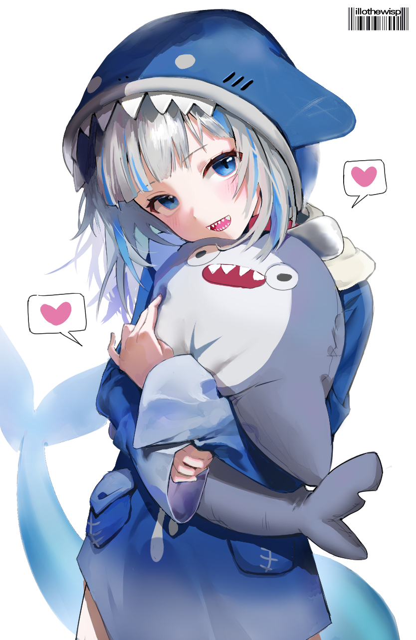 gawr gura and bloop (hololive and 1 more) drawn by wisp_(illothewisp)