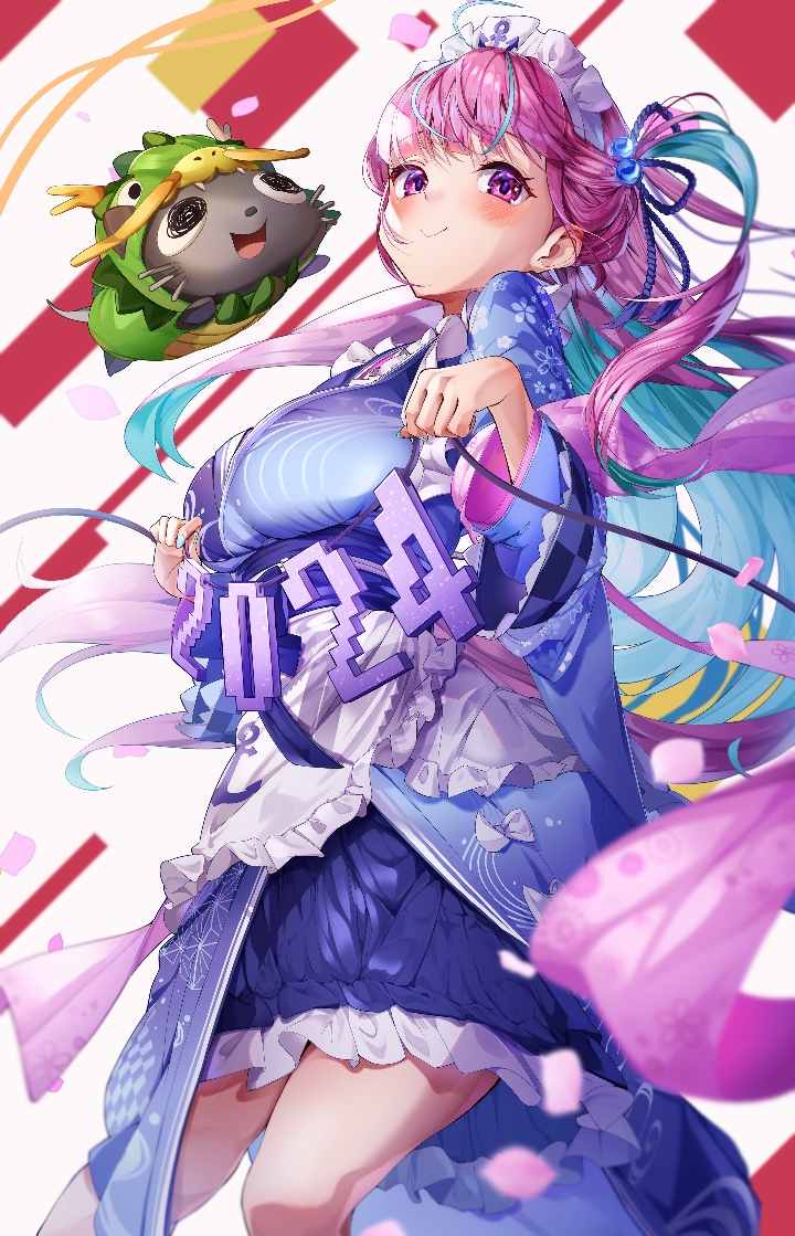minato aqua and neko (hololive) drawn by fof_(fof_0016)
