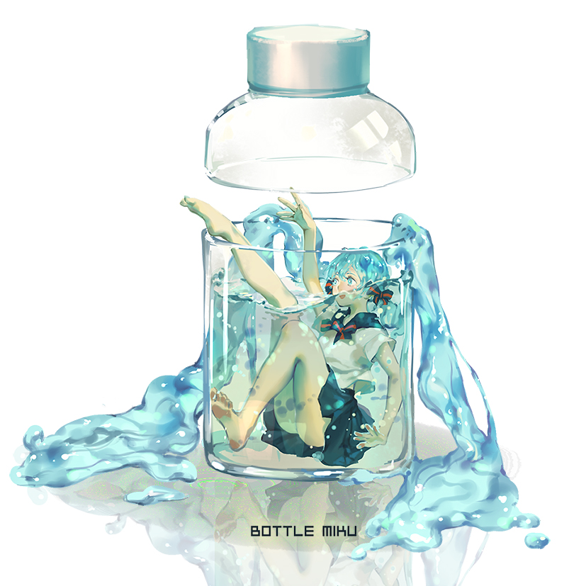 hatsune miku and bottle miku (vocaloid) drawn by yuukaku