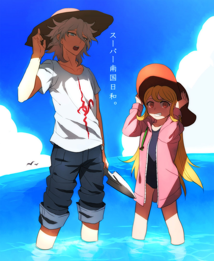 komaeda nagito and saionji hiyoko (danganronpa and 1 more) drawn by okuragon