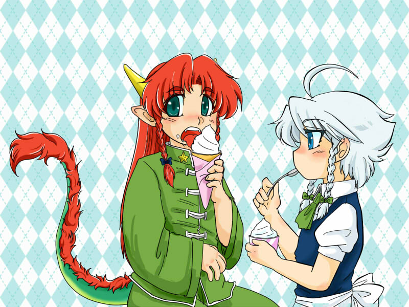 izayoi sakuya and hong meiling (touhou) drawn by torazima