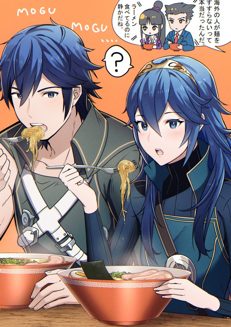 lucina, phoenix wright, chrom, and maya fey (fire emblem and 2 more) drawn by ameno_(a_meno0)