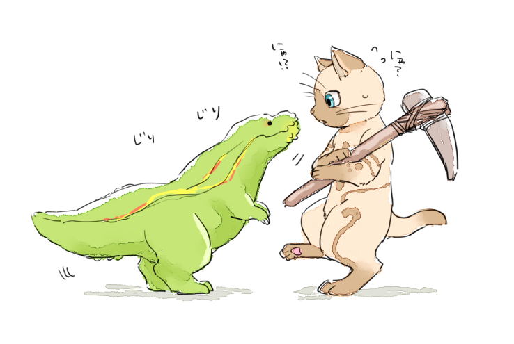 felyne and deviljho (monster hunter) drawn by yoichi_sogou