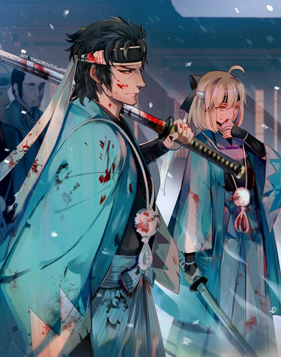 okita souji and hijikata toshizou (fate and 2 more) drawn by weed_(astarone)