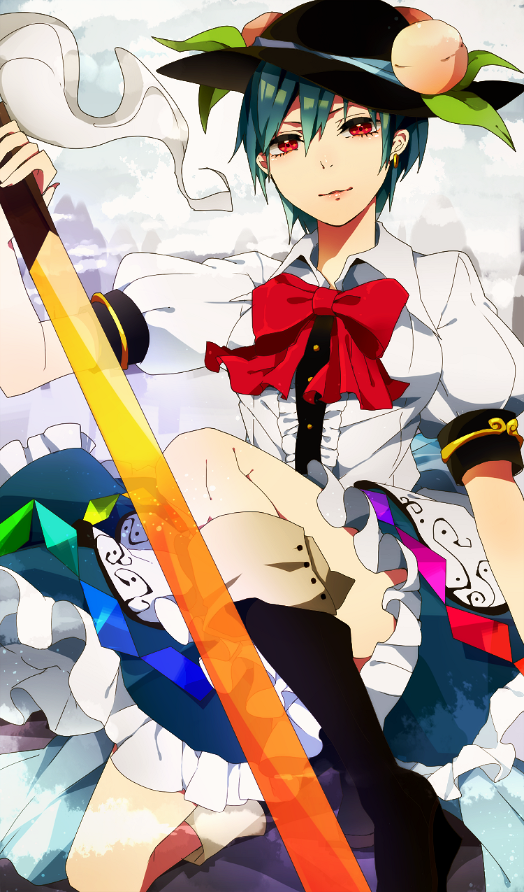 hinanawi tenshi (touhou) drawn by neko-san_(dim.dream)